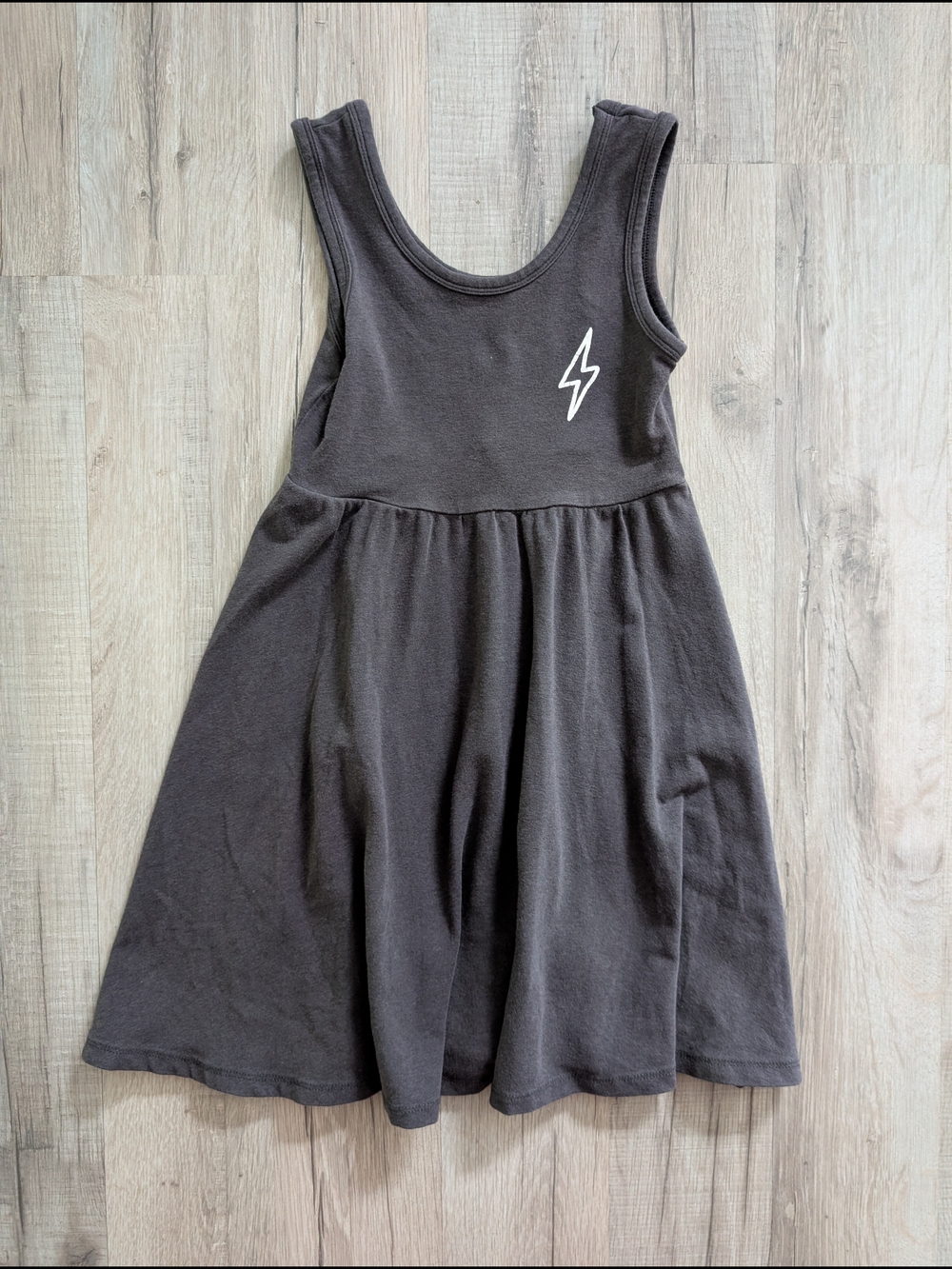 Rags to Raches Charcoal Gray Tank Dress with Lightning Bolt, 3-4Y (V9)